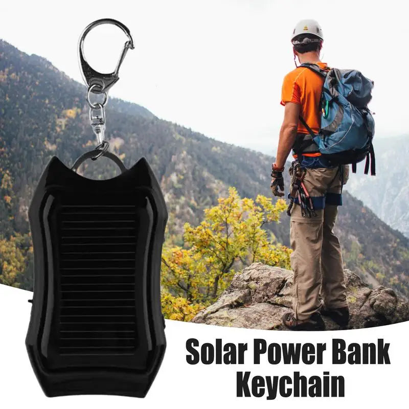 Solar Powered Mini Keychain With LED Flashlight & 1500mAh Solar Power Bank for Outdoors