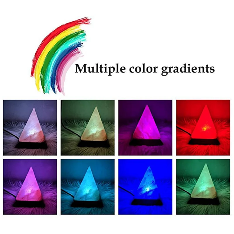 Himalayan Crystal Salt Lamp – USB LED Pyramid Lamp for Air Purifying, Mood Lighting & Home Decor