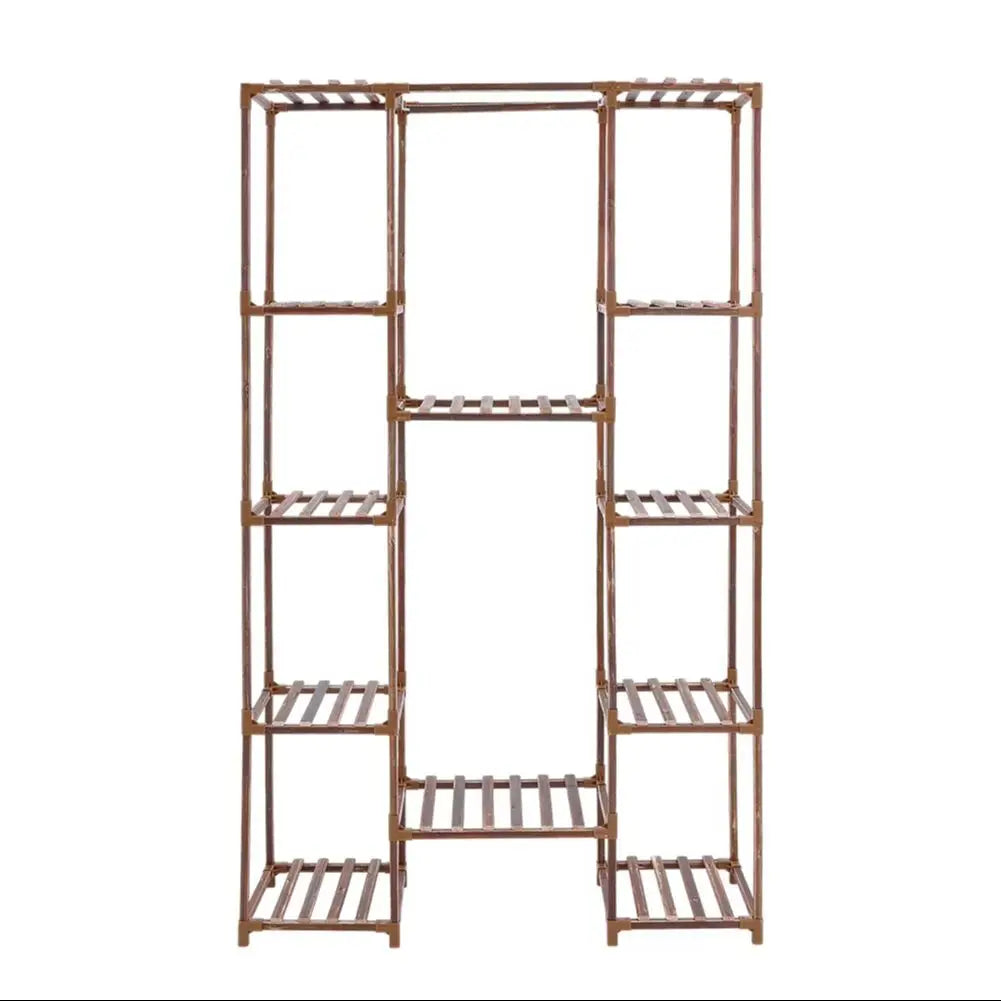 Brown Multi-Tier Wood Plant Stand Flower Display Shelf