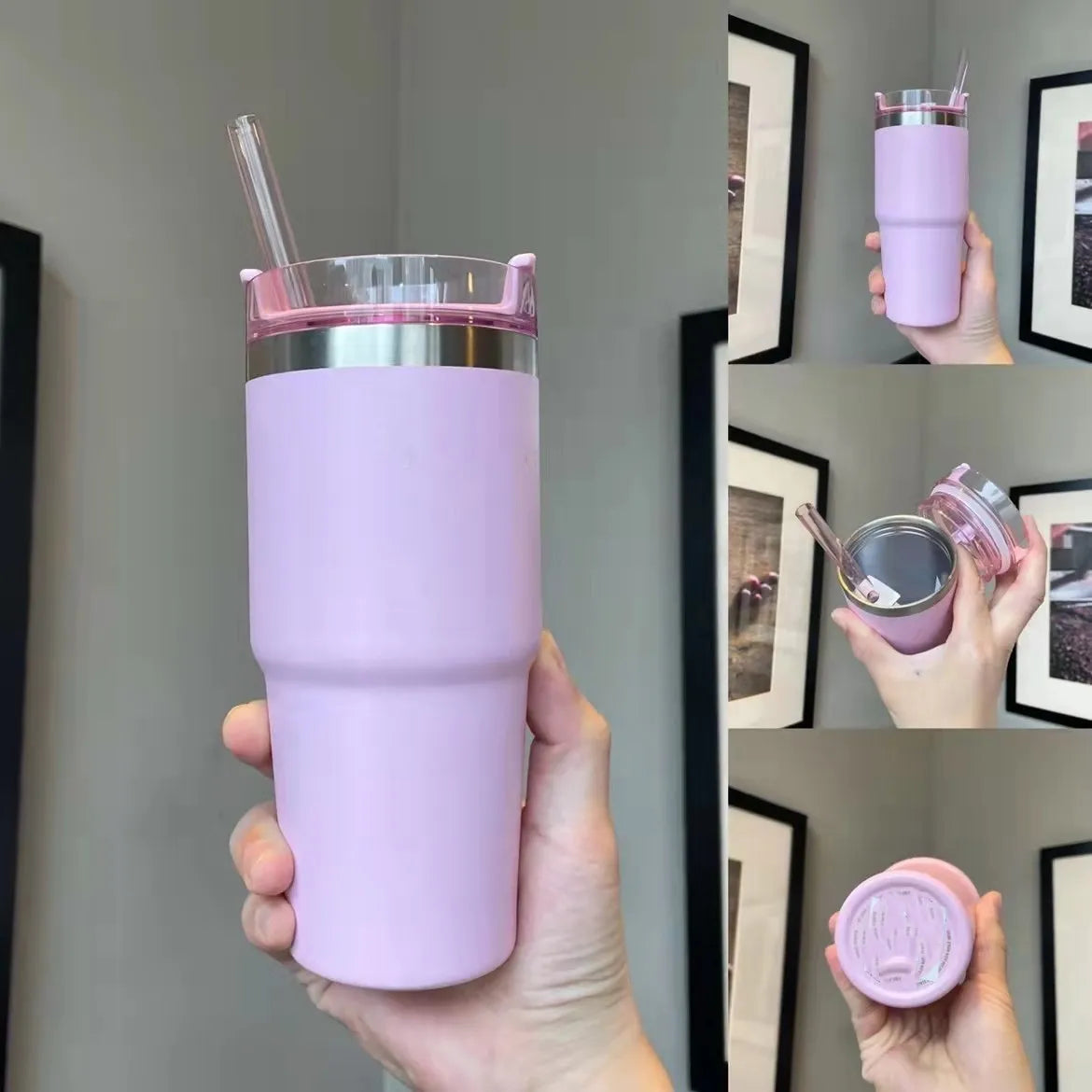 20oz Stainless Steel Insulated Tumbler with Straw – Large Capacity Travel Coffee Mug for Car, Office, and Home