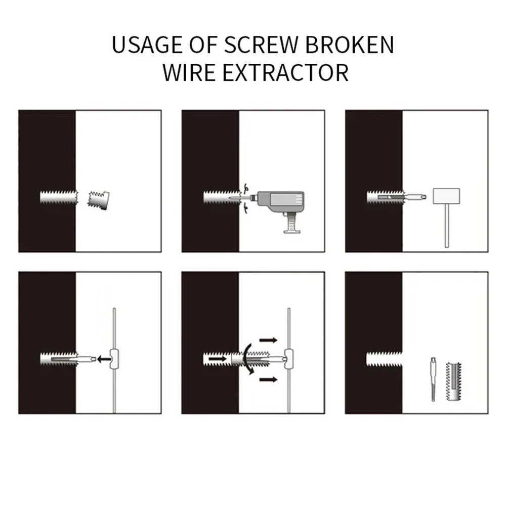 5/6-Piece Damaged Screw Remover Set – Durable Steel Drill Bit Extractors for Stripped, Rusted, or Broken Screws and Bolts