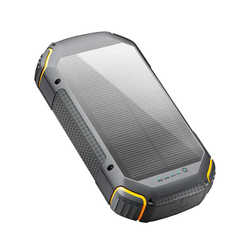 20000mAh Solar Power Bank with Fast Charging, Waterproof Design, and Red Warning Light for Emergency Situations