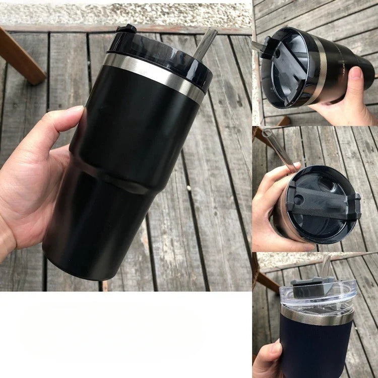 20oz Stainless Steel Insulated Tumbler with Straw – Large Capacity Travel Coffee Mug for Car, Office, and Home