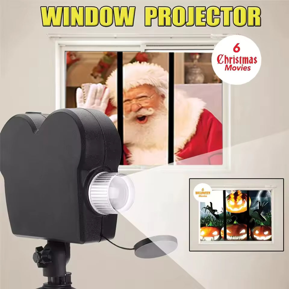 Halloween Holographic Projector – Deluxe Window Projection Kit with 12 Scary & Christmas Videos, Tripod, Audio Output & Screen