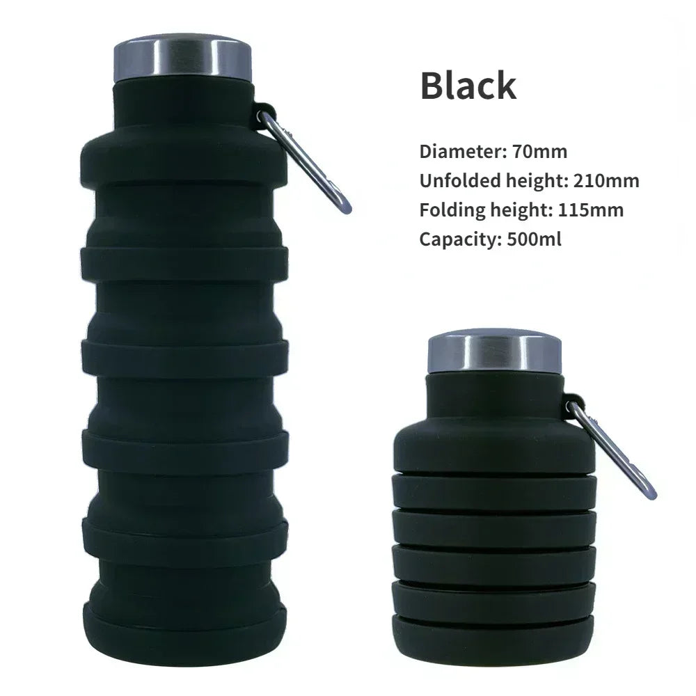 500ml Collapsible Silicone Water Bottle – Portable, Leakproof, and Eco-Friendly for Travel, Sports, and Daily Use