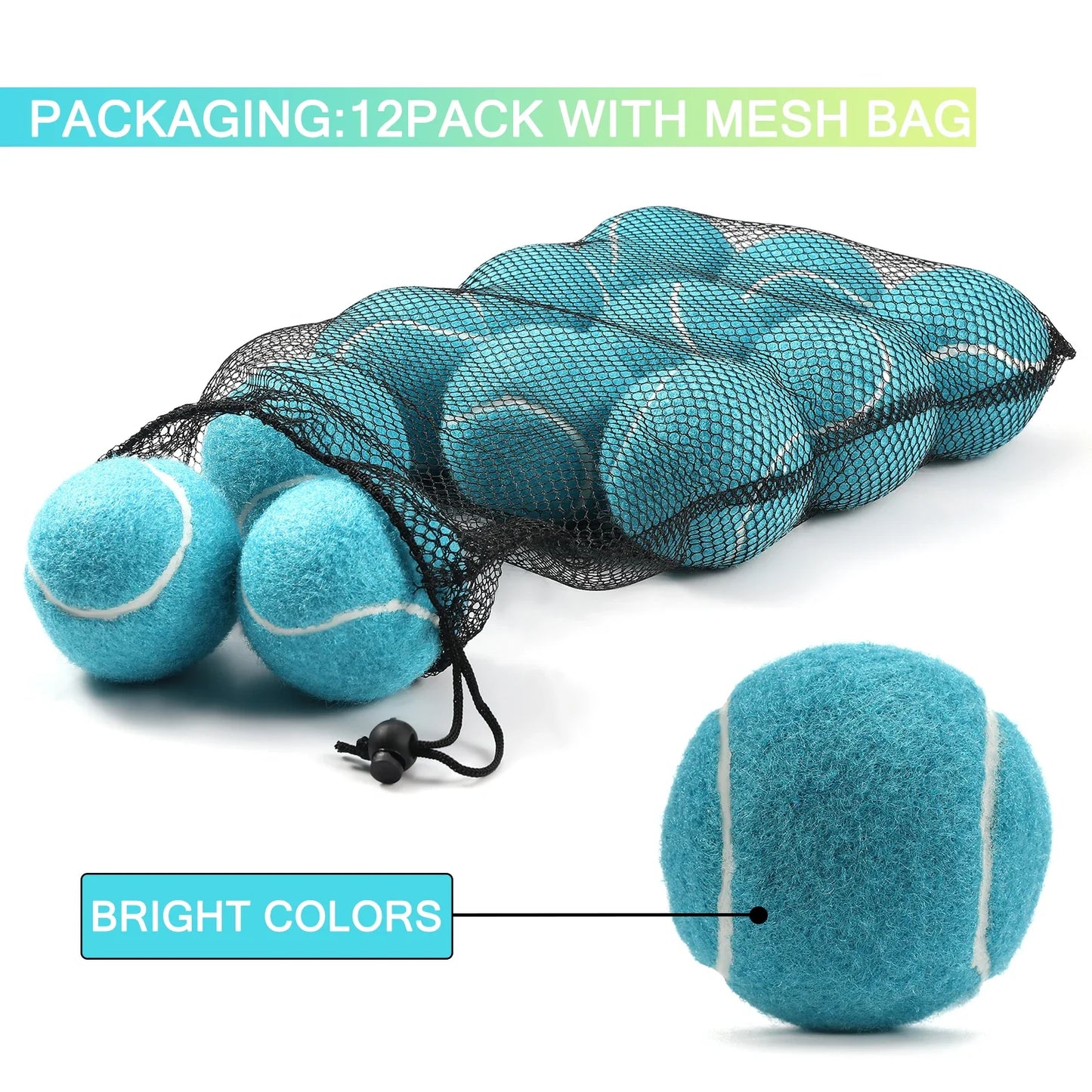 Avichic™ 12-Piece Tennis Balls Set – High-Elasticity Practice Balls with Mesh Carry Bag for Sports & Outdoor Play
