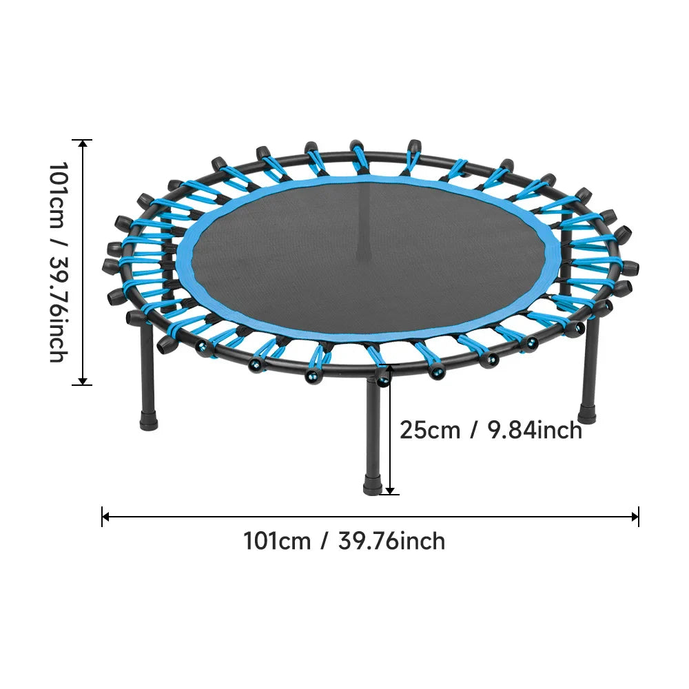Silent Mini Fitness Trampoline – 40-Inch Bungee Rebounder for Indoor & Outdoor Cardio, Weight Loss & Balance Training