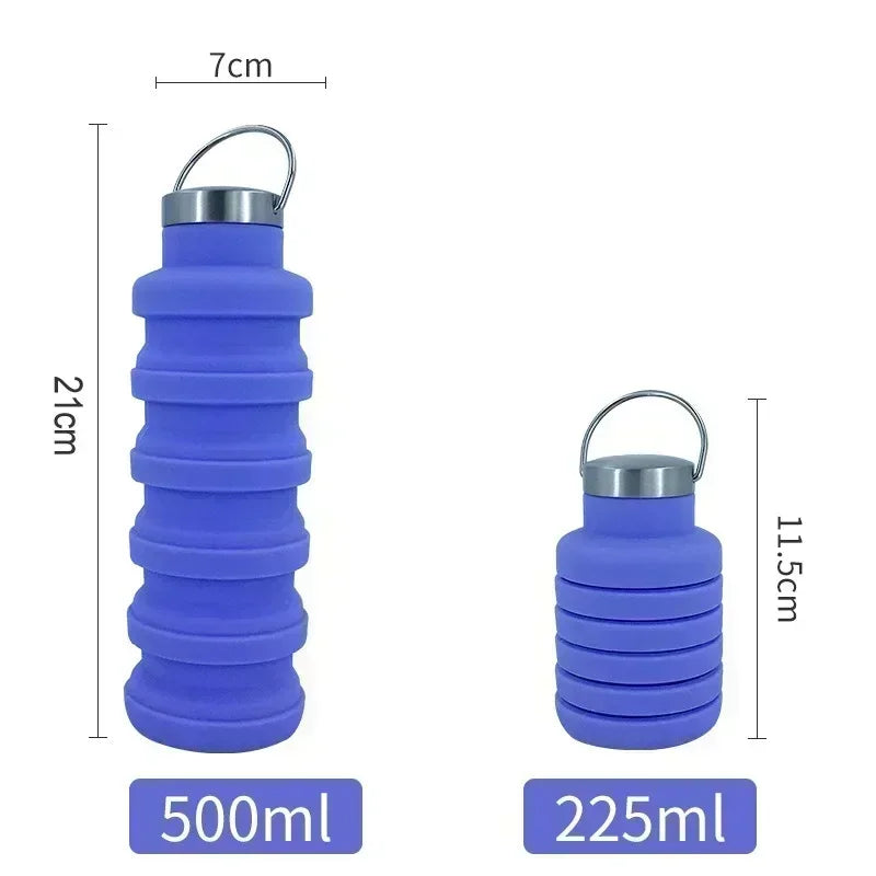 500ml Collapsible Silicone Water Bottle – Portable, Leakproof, and Eco-Friendly for Travel, Sports, and Daily Use