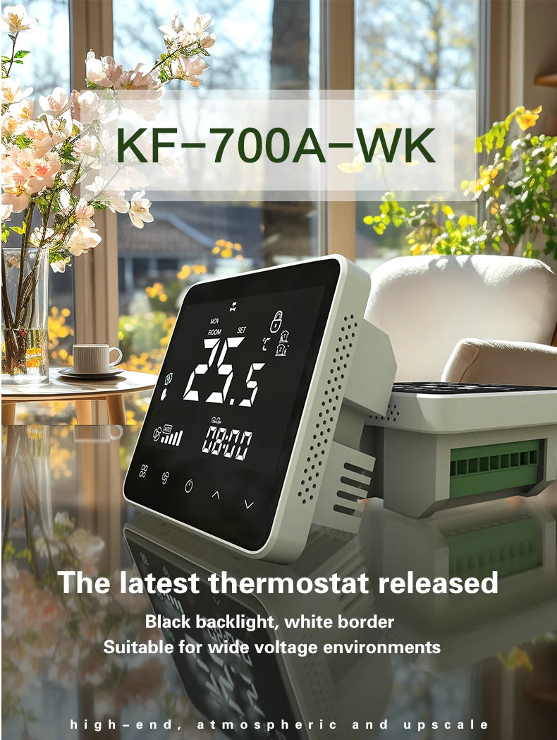WiFi Smart Air Conditioner Thermostat – Touch Screen Cooling & Heating Controller with Fan Speed Control