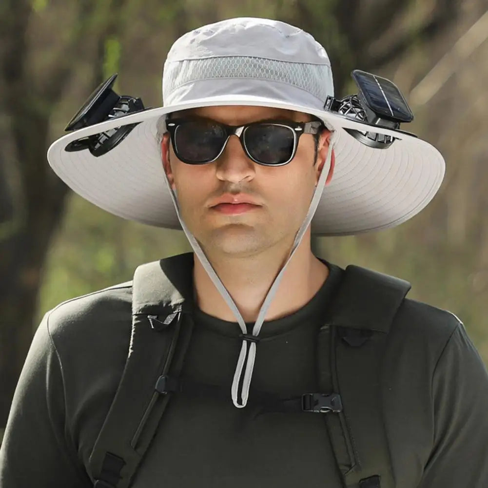 2025 New Solar Fan Outdoor Fishing Hat-Solar Sun Protection Sun Hat with Fan Solar Fan Hat Dual Power Supply Fan Outdoor Fan
