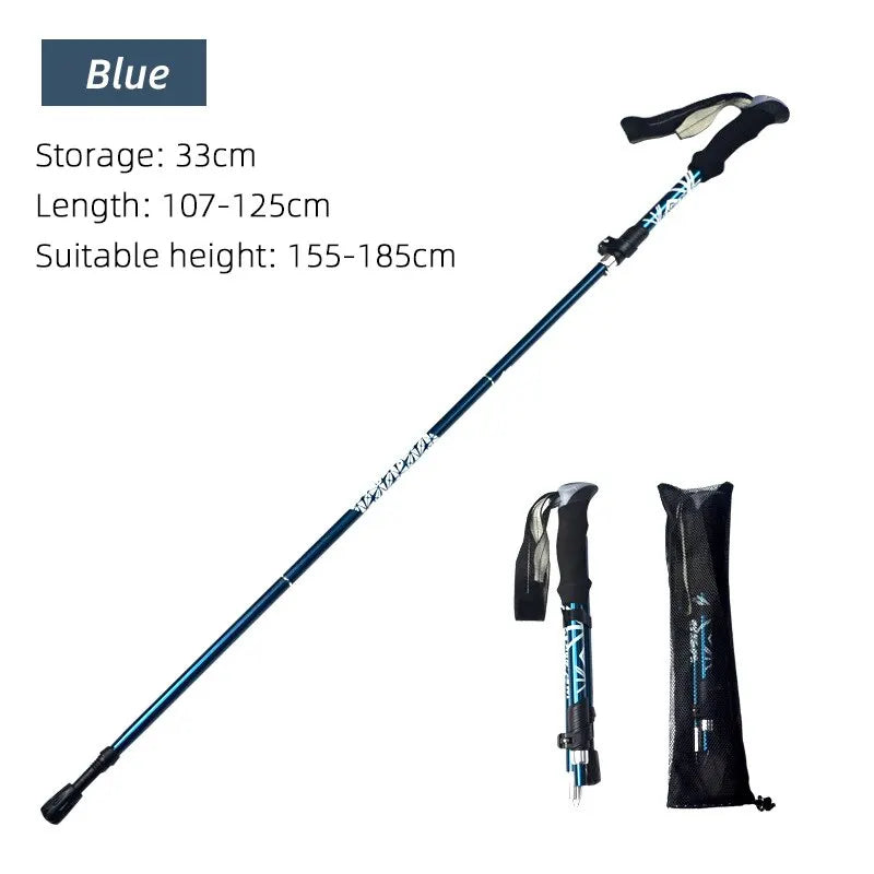 5-Section Foldable Trekking Pole – Lightweight Telescopic Walking Stick for Hiking, Camping, Nordic Walking, Elderly Support