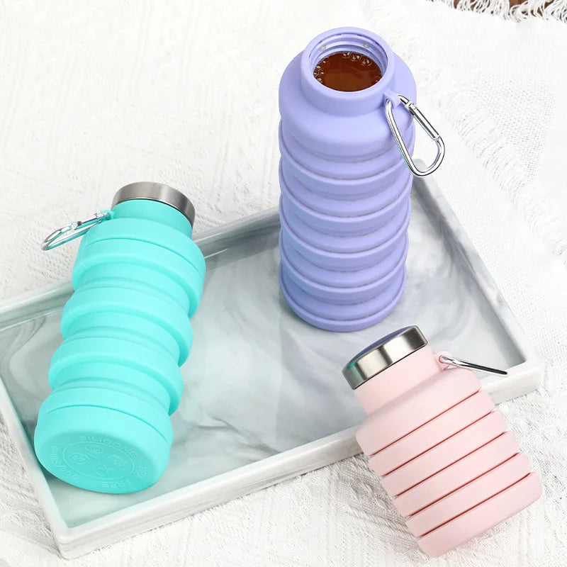 500ml Collapsible Silicone Water Bottle – Portable, Leakproof, and Eco-Friendly for Travel, Sports, and Daily Use