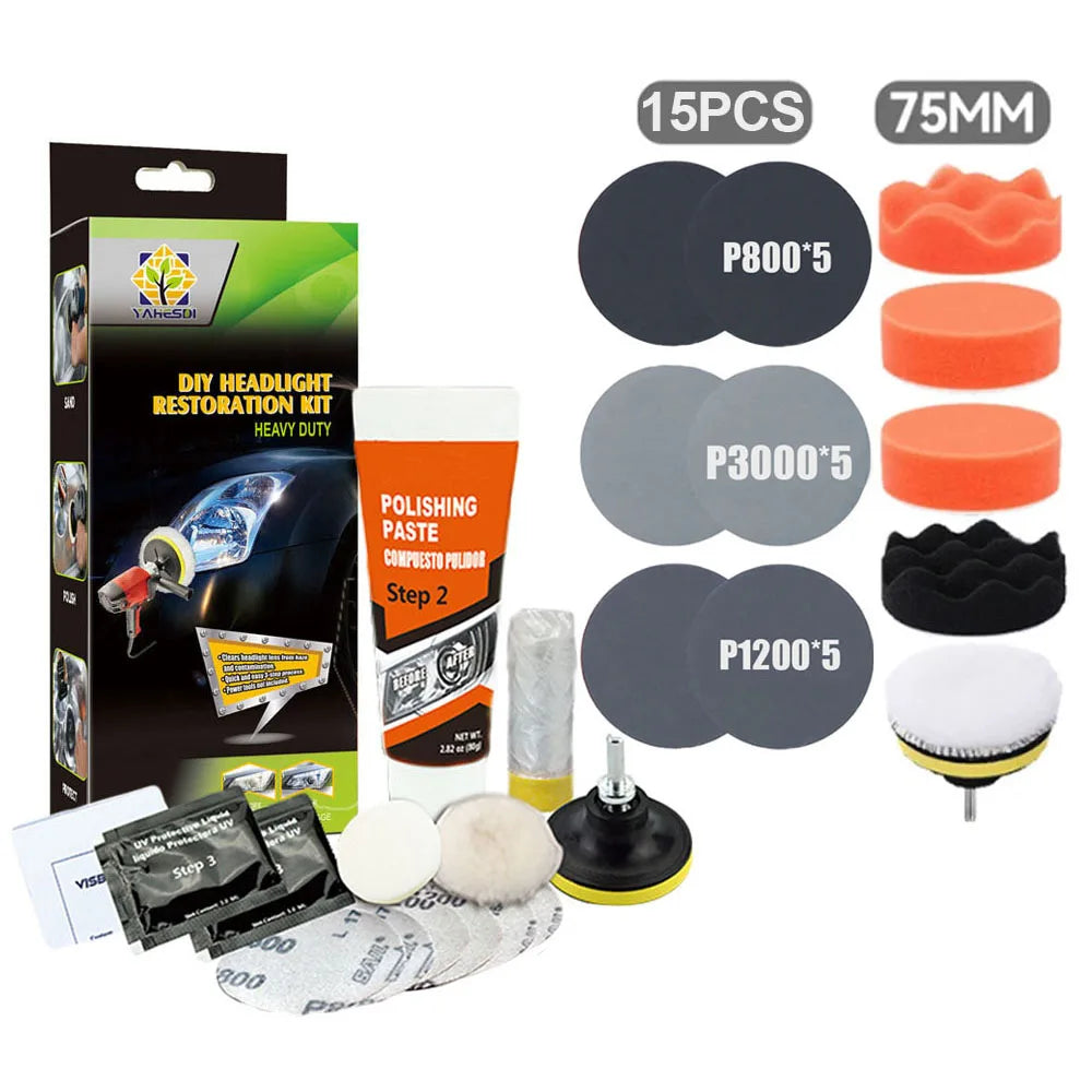Headlight Restoration Kit Car Headlight Polishing Scratch Remover Oxidation Cleaner Headlamp Renovation Auto Repair Tools