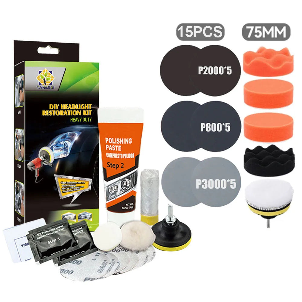 Headlight Restoration Kit Car Headlight Polishing Scratch Remover Oxidation Cleaner Headlamp Renovation Auto Repair Tools