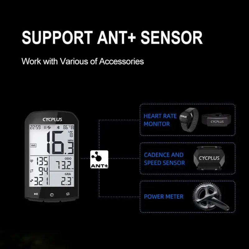 CYCPLUS M2 Wireless Bluetooth GPS Cycling Waterproof Speedometer with ANT+ Communication
