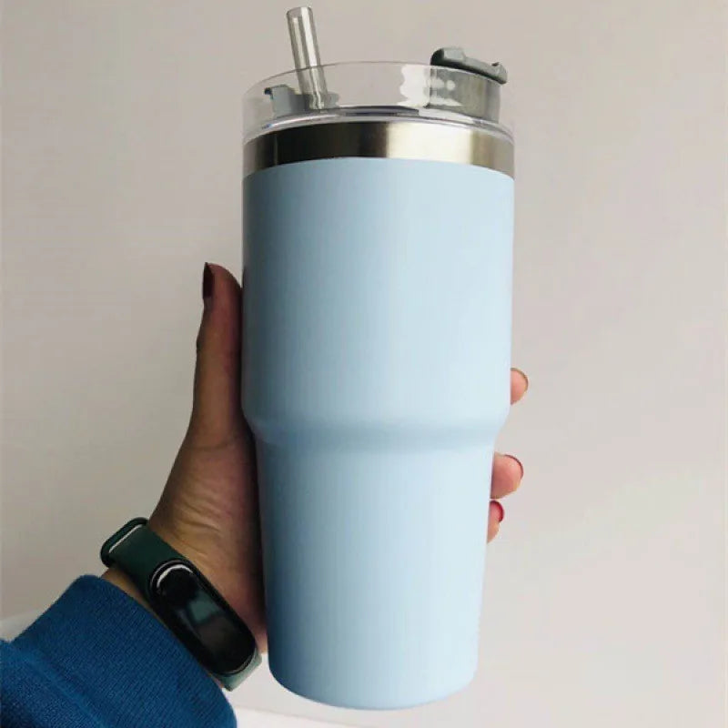 20oz Stainless Steel Insulated Tumbler with Straw – Large Capacity Travel Coffee Mug for Car, Office, and Home