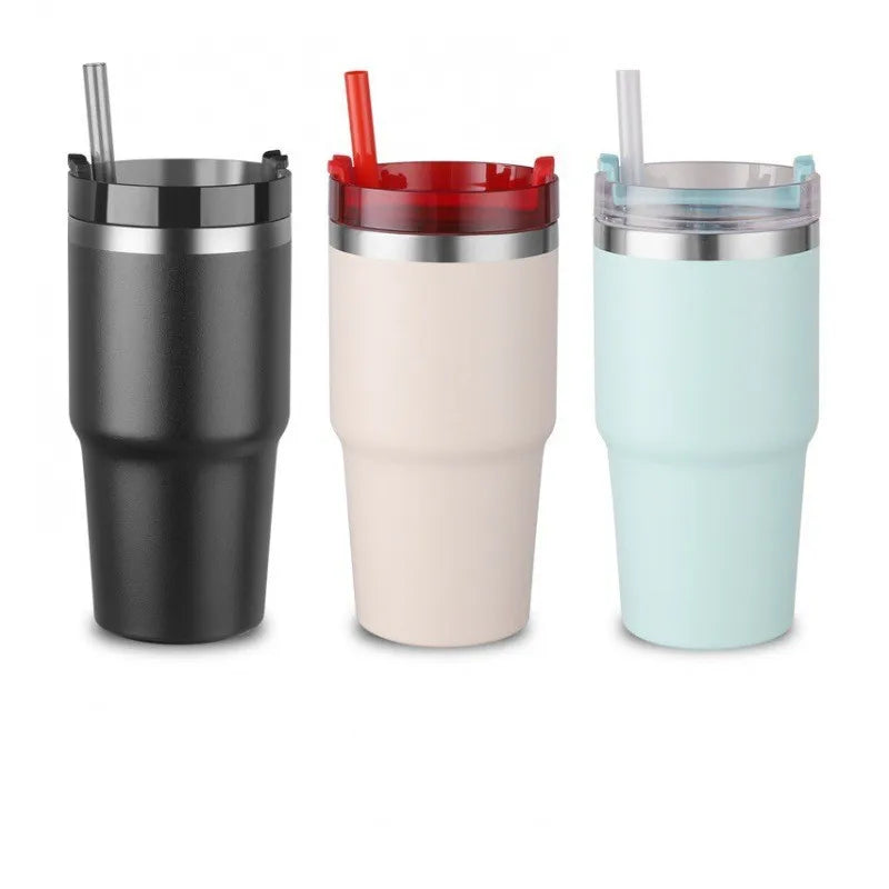 20oz Stainless Steel Insulated Tumbler with Straw – Large Capacity Travel Coffee Mug for Car, Office, and Home