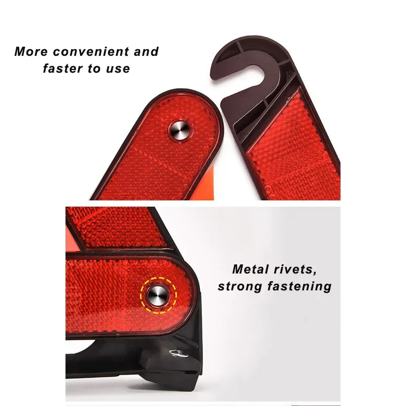 Avichic™ Foldable Emergency Reflective Triangle – Car Breakdown Safety Warning Sign with Strong Reflective Sticker & Compact Storage Box