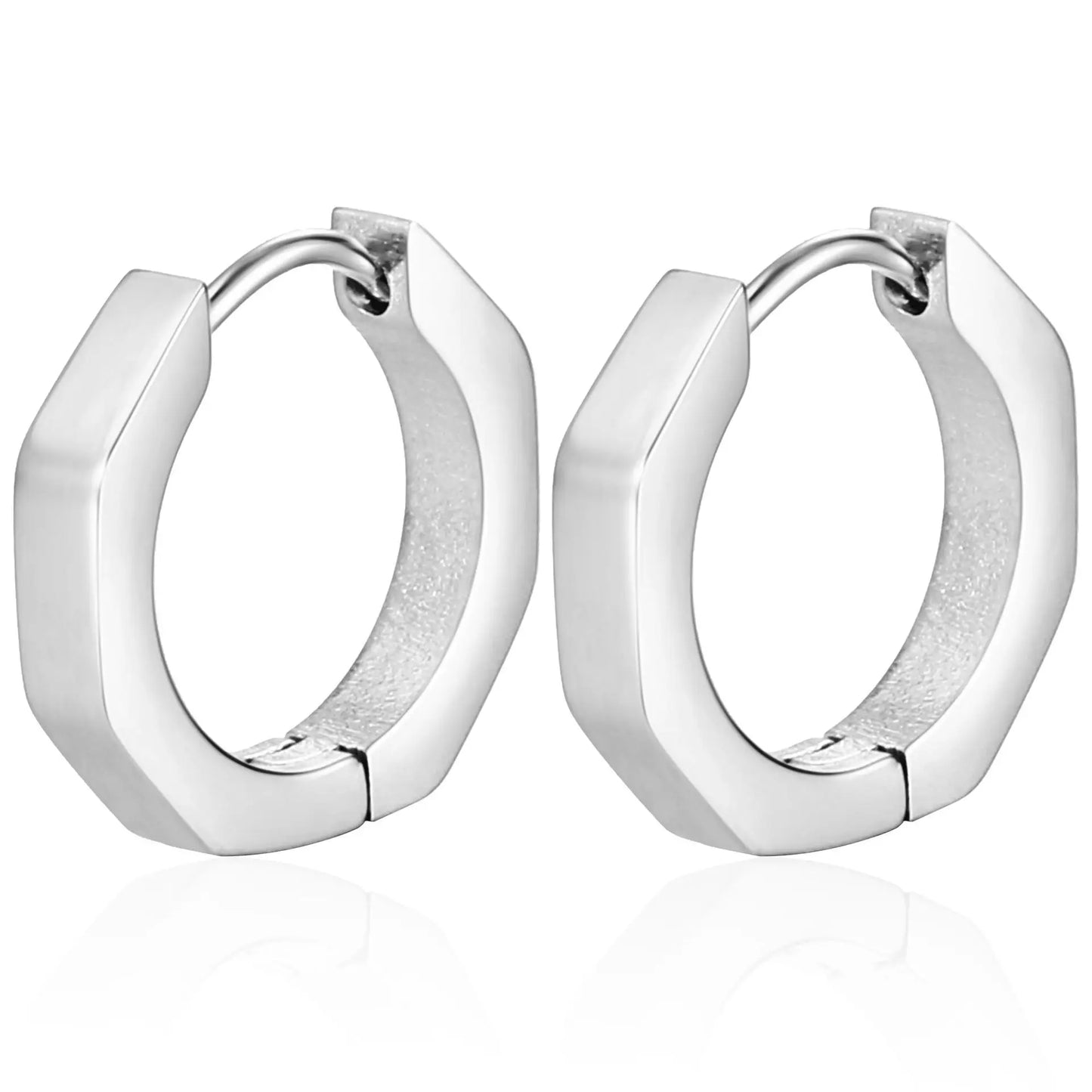 2PCS New Gold Color Square Hoop Earrings Women Men Stainless Steel Huggie Minimalist Punk Unisex Rock Earrings Piercing Jewelry