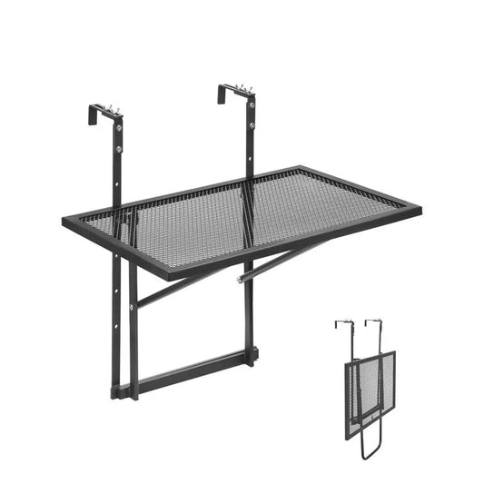 Hanging Balcony Table – Adjustable Foldable Patio Railing Mount Table, Stainless Steel Weather-Resistant Space-Saving Design (19x24 in)