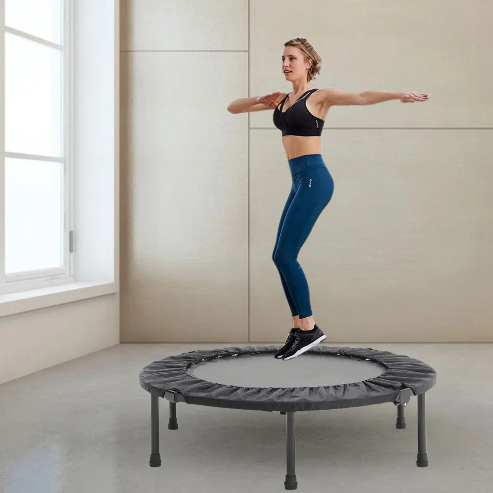 Folding Fitness Trampoline with Handle – Indoor & Outdoor Rebounder for Adults, Compact Home Workout Equipment