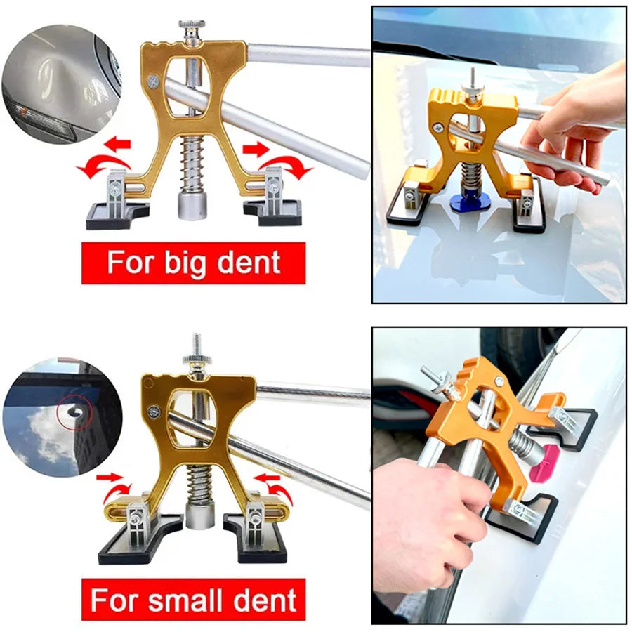 Avichic™ Paintless Car Dent Repair Kit – Golden Dent Puller Tool Set with Glue Tabs for Auto Body Minor & Deep Dent Removal