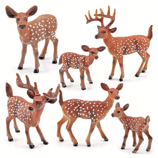 Santa’s Reindeer Christmas Figurine Set Woodland Holiday Display