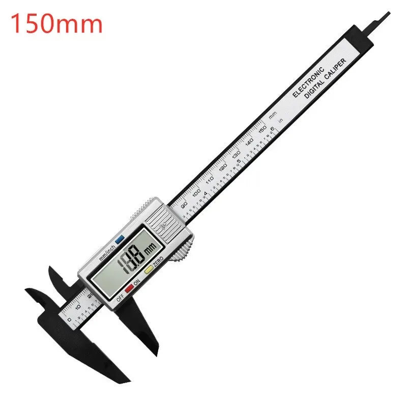 Electronic Digital Caliper – 100mm/150mm Carbon Fiber Vernier Gauge with LCD Display for Precision Measuring