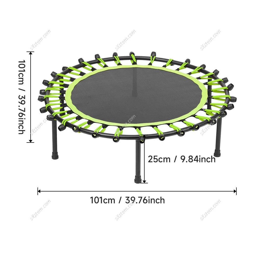 Silent Mini Fitness Trampoline – 40-Inch Bungee Rebounder for Indoor & Outdoor Cardio, Weight Loss & Balance Training