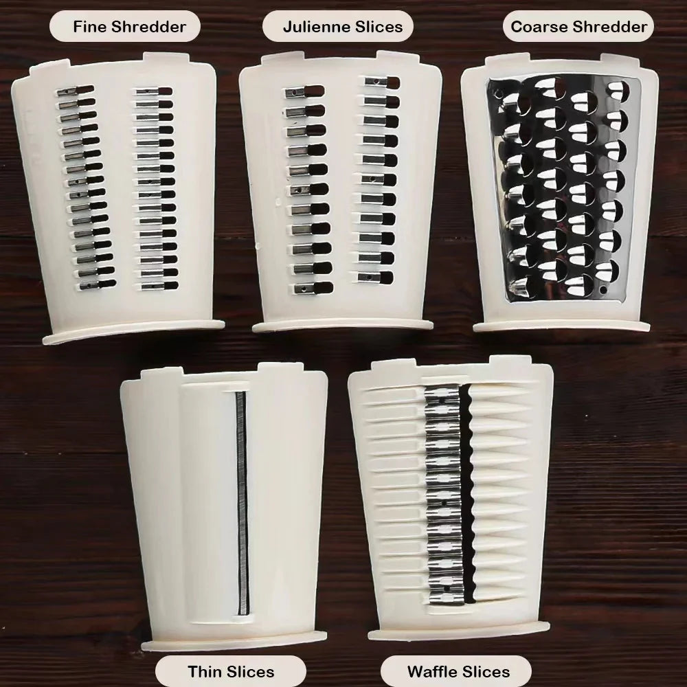3-in-1 Hand Crank Vegetable Grater – Manual Cheese Shredder & Slicer with Stainless Steel Blades
