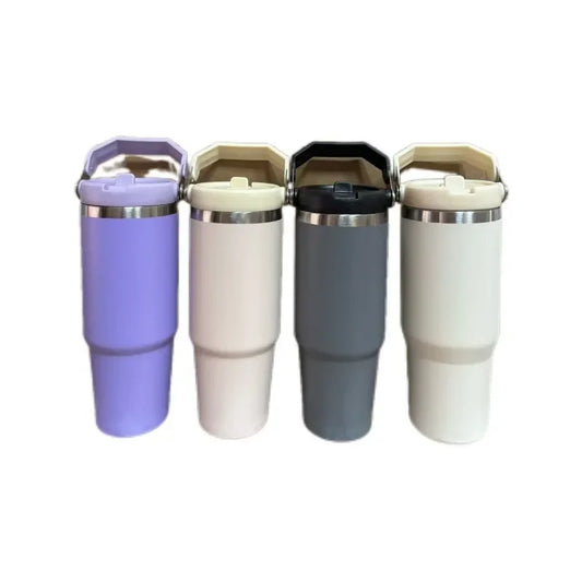 30oz Stainless Steel Vacuum Flask with Straw – 12-Hour Hot & Cold Retention – Leakproof Travel Mug for Work, Gym, and Outdoors