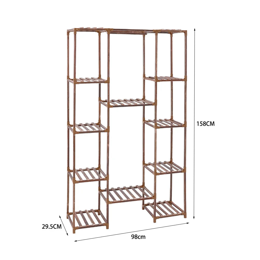 Brown Multi-Tier Wood Plant Stand Flower Display Shelf