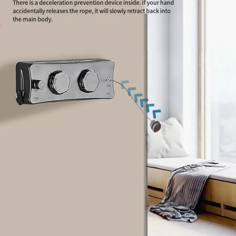 5.1m Retractable Stainless Steel Clothesline – Indoor Outdoor Waterproof Wall-Mounted Drying Rack Space Saver