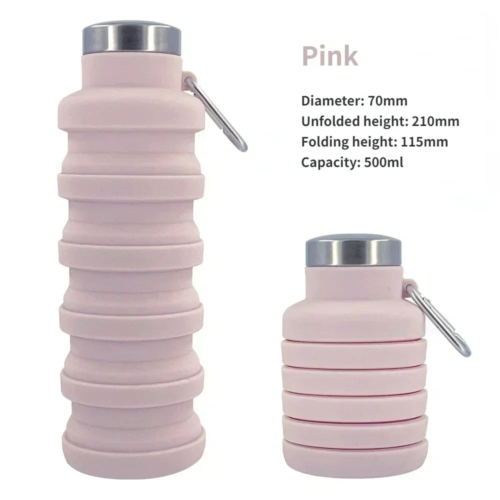 500ml Collapsible Silicone Water Bottle – Portable, Leakproof, and Eco-Friendly for Travel, Sports, and Daily Use