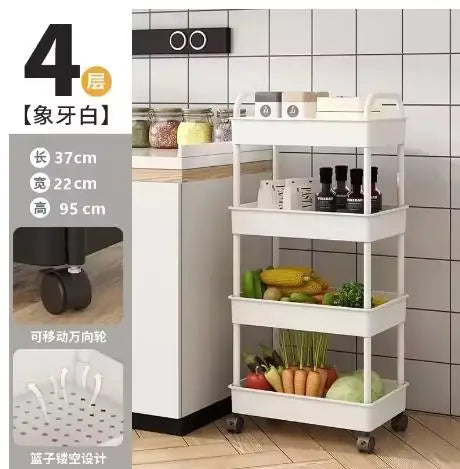 Multi-Layer Mobile Trolley Rack – Rolling Kitchen, Bathroom & Bedroom Storage Organizer with Wheels
