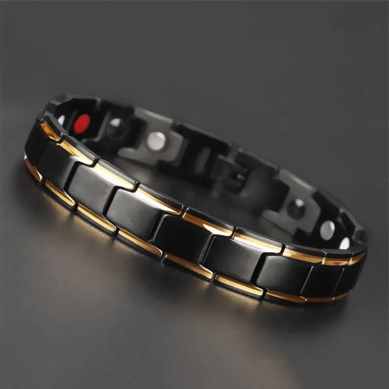 Men's Stainless Steel Magnetic Therapy Bracelet – Luxury Anti-Fatigue & Energy Healing Jewelry