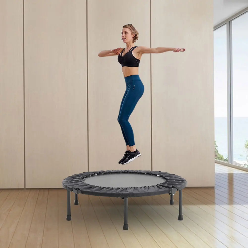 Folding Fitness Trampoline with Handle – Indoor & Outdoor Rebounder for Adults, Compact Home Workout Equipment