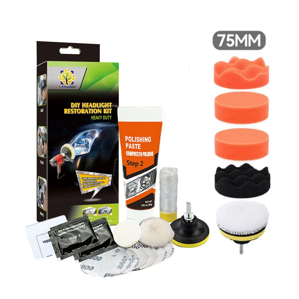 Headlight Restoration Kit Car Headlight Polishing Scratch Remover Oxidation Cleaner Headlamp Renovation Auto Repair Tools