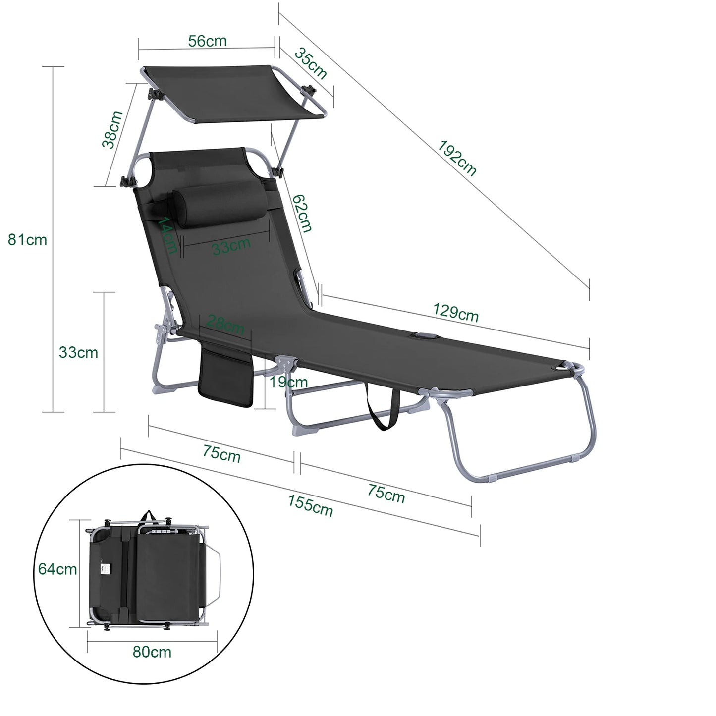 Outdoor Garden Swing Lounger with Metal Frame and Side Storage Bag - Ergonomic Relaxing Rocking Chair for Courtyard, Beach, and Balcony
