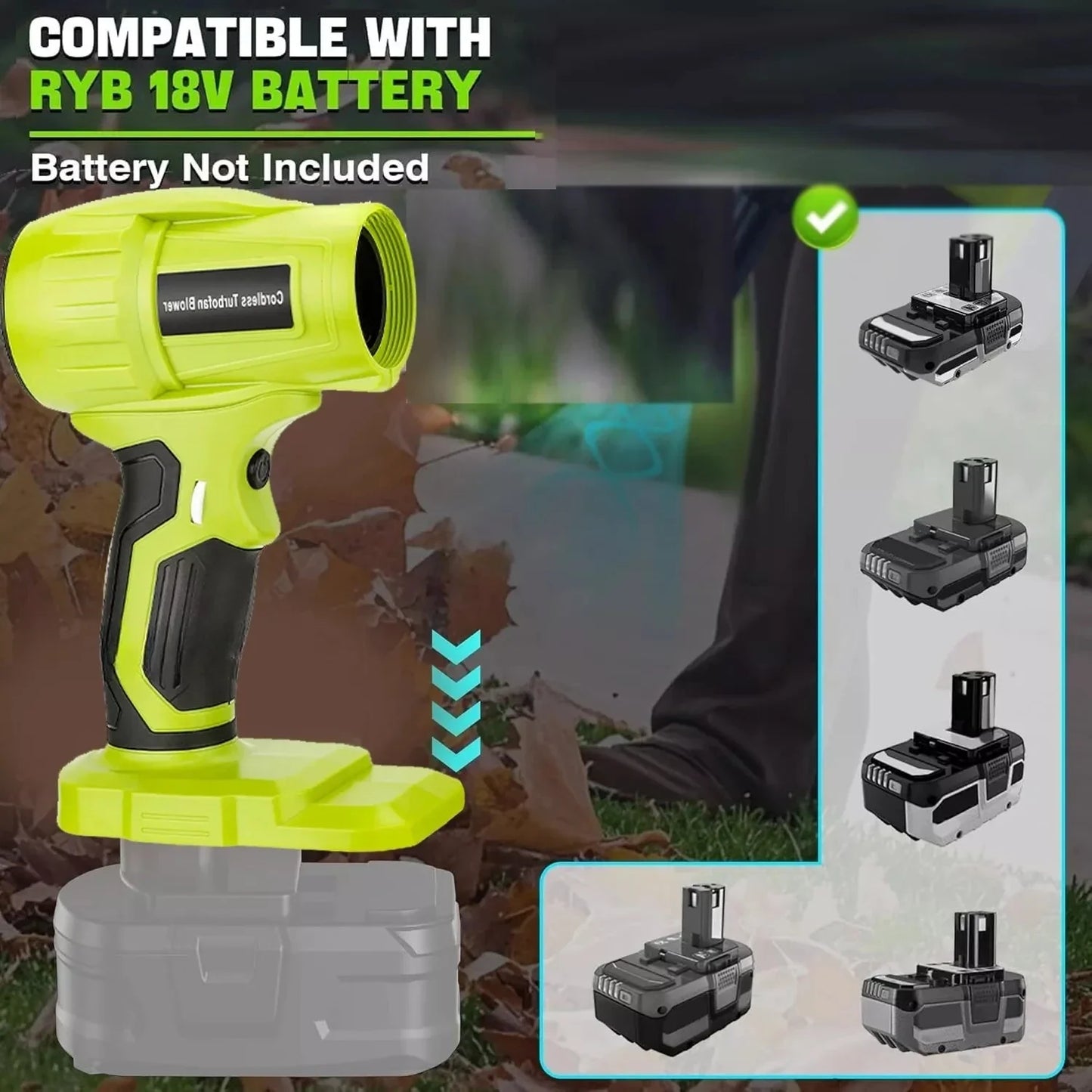 Cordless Mini Turbo Jet Blower – Compatible with Ryobi, Makita, Dewalt, Milwaukee & Bosch 18V/20V Batteries – 96,000RPM, Compact & Powerful Air Duster (Battery Not Included)
