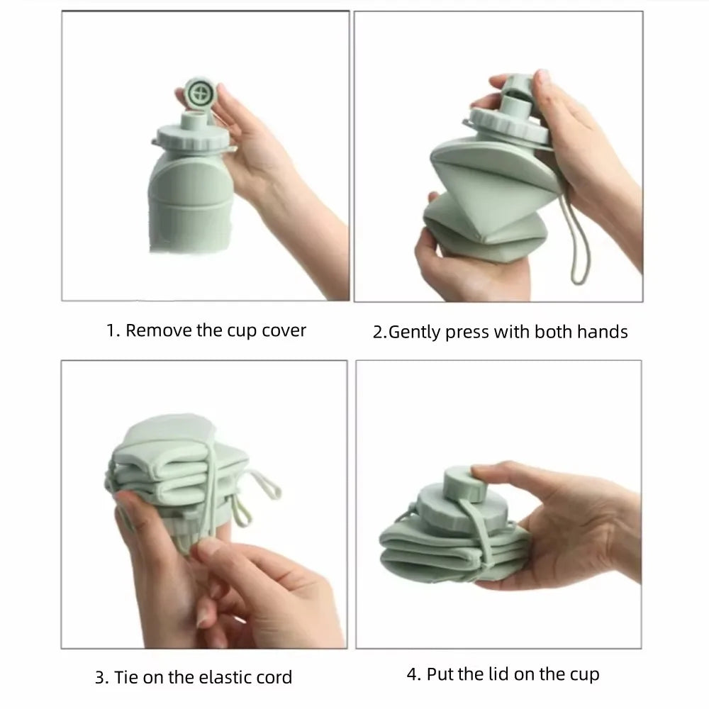 Avichic™ 600ml Collapsible Silicone Water Bottle | Portable, Leakproof & Eco-Friendly for Travel, Hiking, Gym, Everyday Use