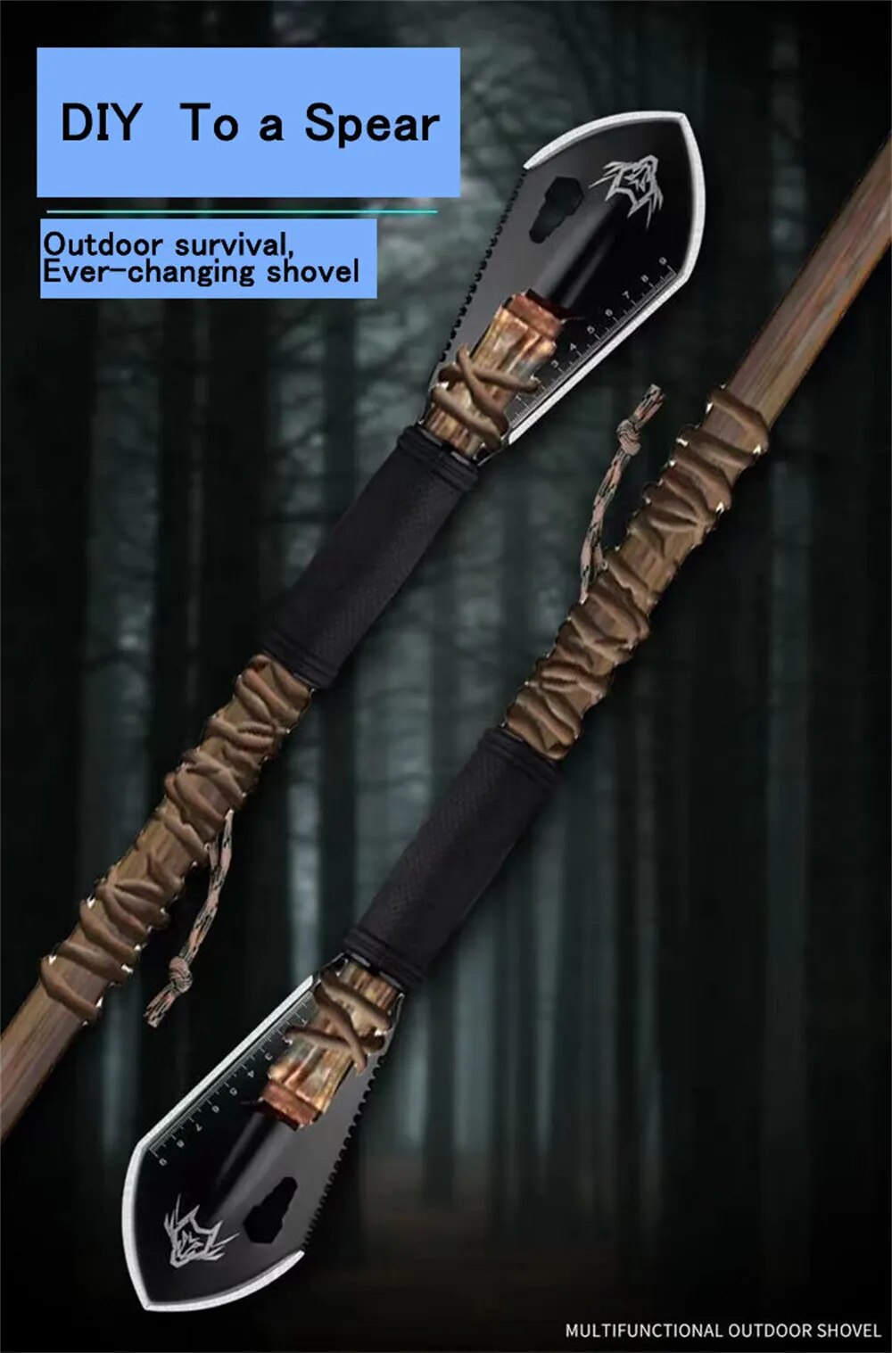 Versatile Stainless Steel Outdoor Camping/Garden Shovel Set with Hex Wrench, Ruler, and Knife - Enhance Your Outdoor Experience