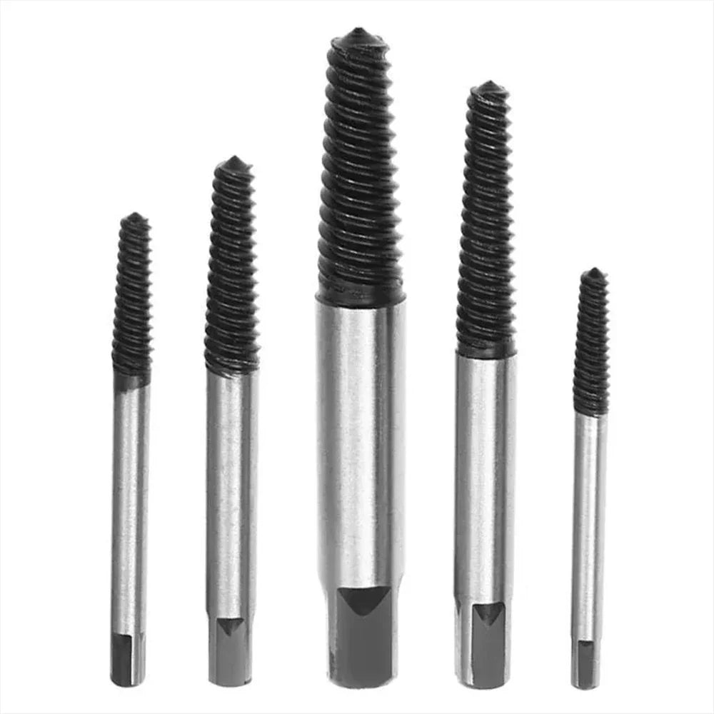 5/6-Piece Damaged Screw Remover Set – Durable Steel Drill Bit Extractors for Stripped, Rusted, or Broken Screws and Bolts