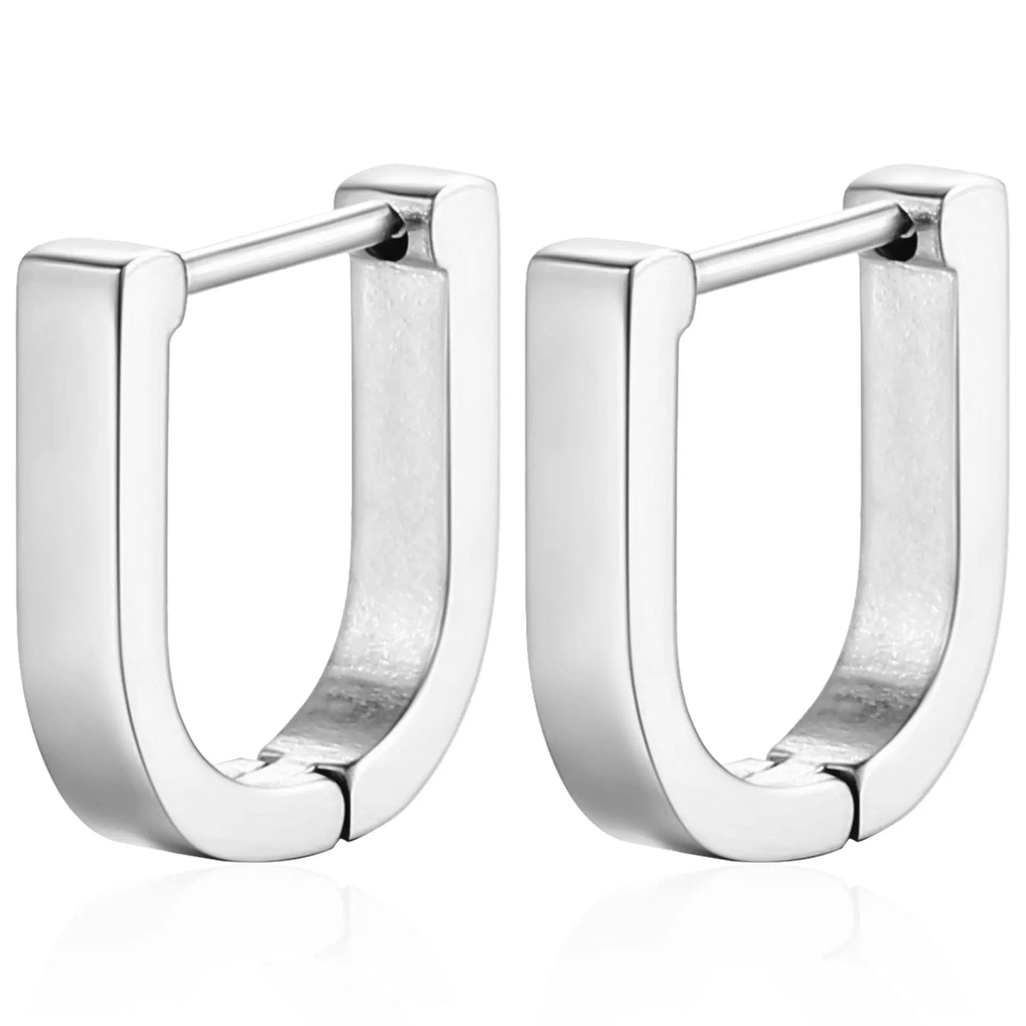 2PCS New Gold Color Square Hoop Earrings Women Men Stainless Steel Huggie Minimalist Punk Unisex Rock Earrings Piercing Jewelry