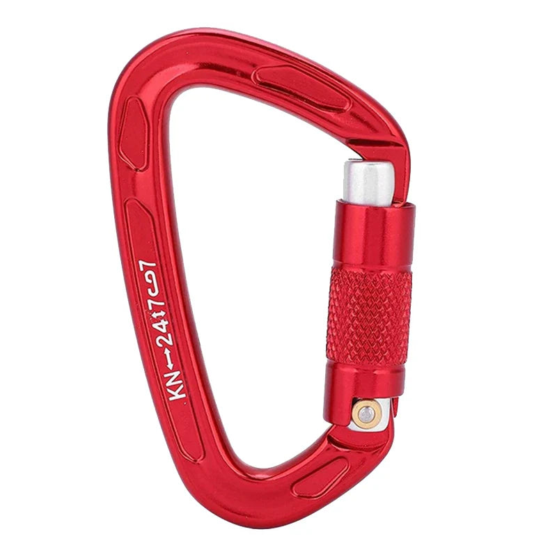 24KN Auto Lock D-Shaped Climbing Carabiner – Heavy-Duty Aluminum Alloy for Mountaineering, Rock Climbing & Caving