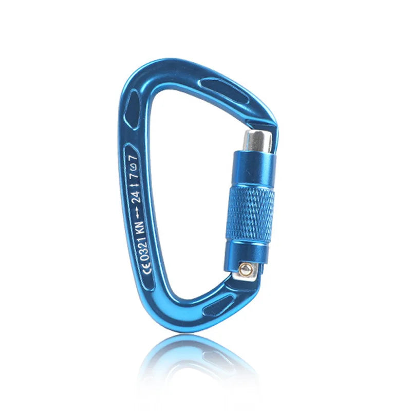 24KN Auto Lock D-Shaped Climbing Carabiner – Heavy-Duty Aluminum Alloy for Mountaineering, Rock Climbing & Caving