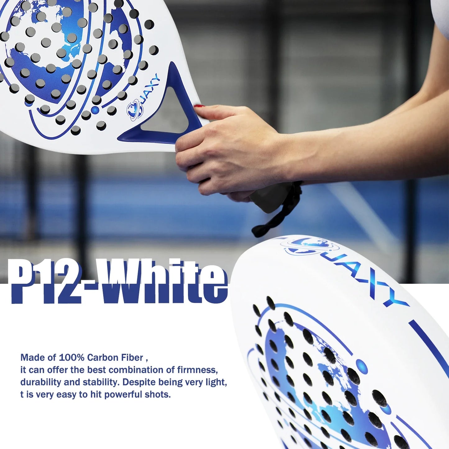 Full Carbon Padel Racket – Lightweight Frosted Surface Paddle Tennis Racquet for Beginners & All-Level Players
