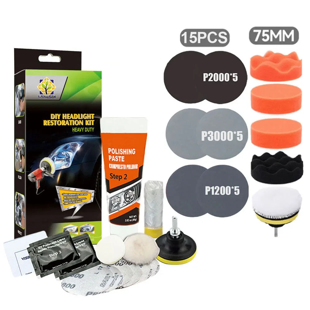 Headlight Restoration Kit Car Headlight Polishing Scratch Remover Oxidation Cleaner Headlamp Renovation Auto Repair Tools