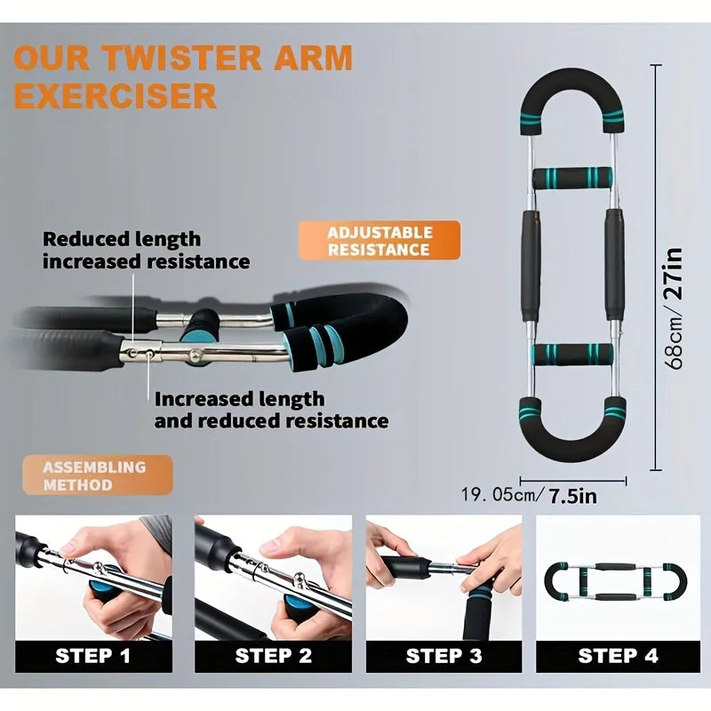 Verstelbare Twister Arm Exerciser Pols Krachttrainer Thuis Borst Expander Voor Schouder Arm en Borst Oefening