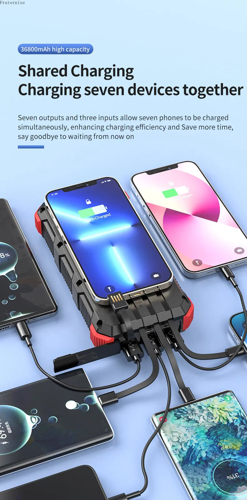 Efficient and Reliable 36800mAh Portable Wireless Quick Charger - Never Run Out of Power Again